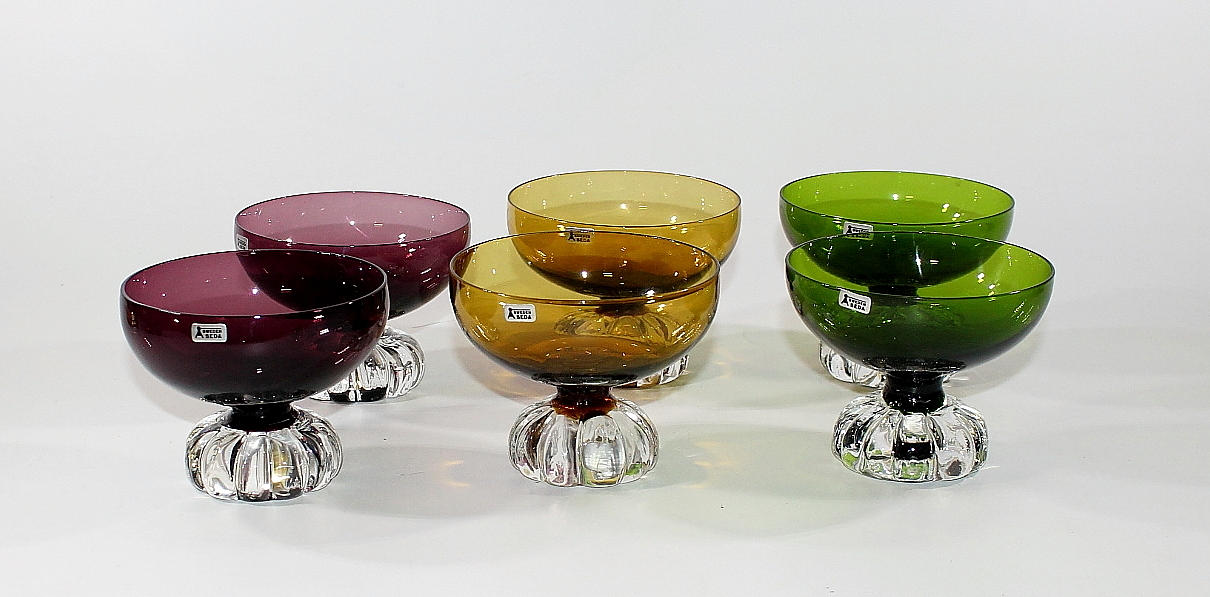 DESSERTSKÅLAR, glas, 6 st, Åseda.