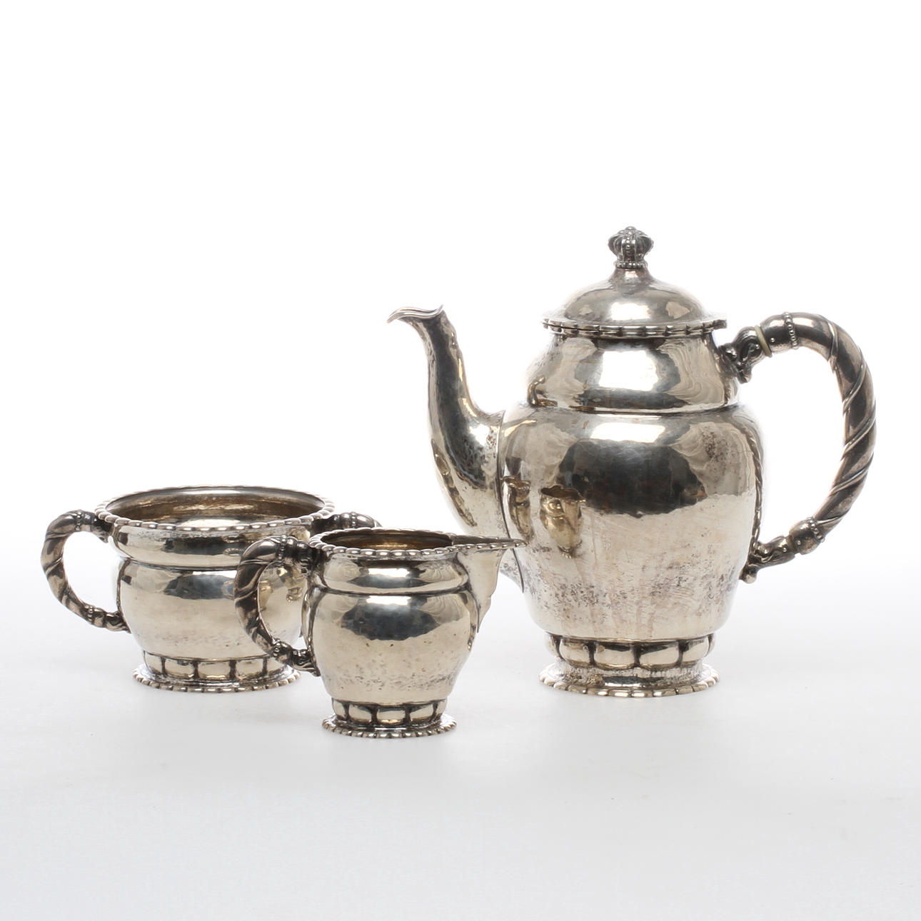 KAFFESERVIS, 3 delar, silver, K Anderson, Stockholm, 1917.
