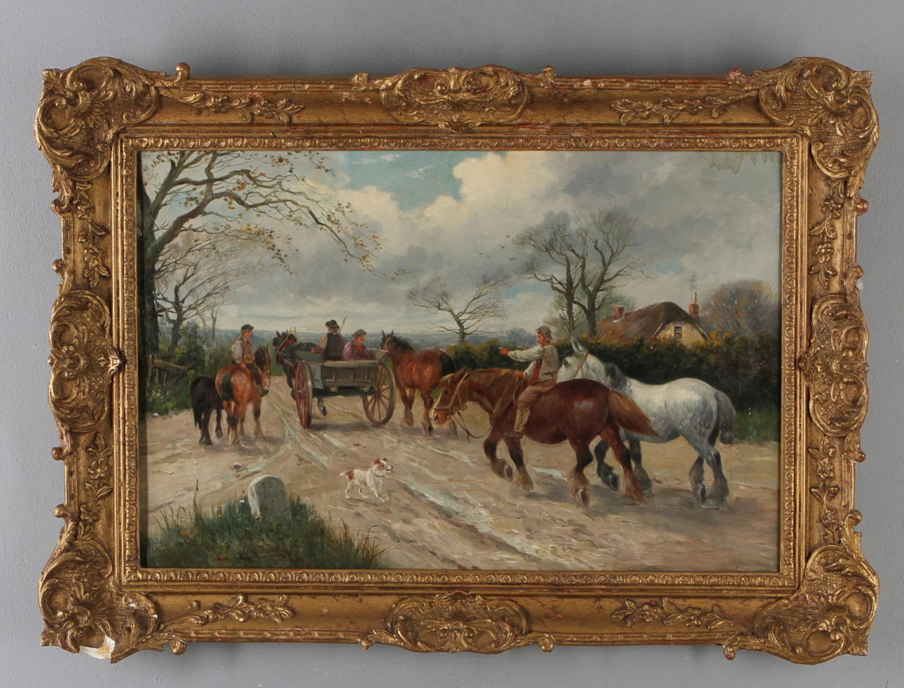 CHARLES W OSWALD. "Going to the Fair", olja på duk, signerad.
