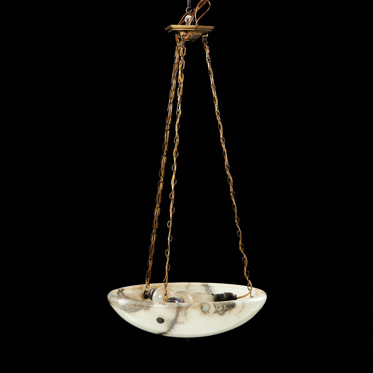AMPEL, alabaster, with 3 electric light points, 20th century.