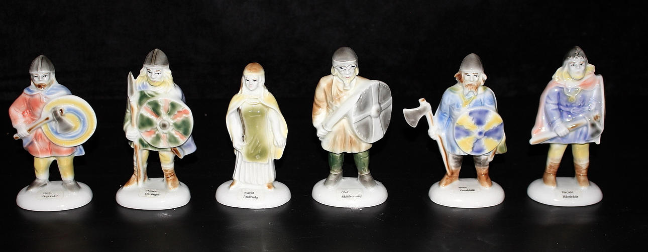 FIGURINER, porslin, 6 st, Wagner Apel, Norska kungar.