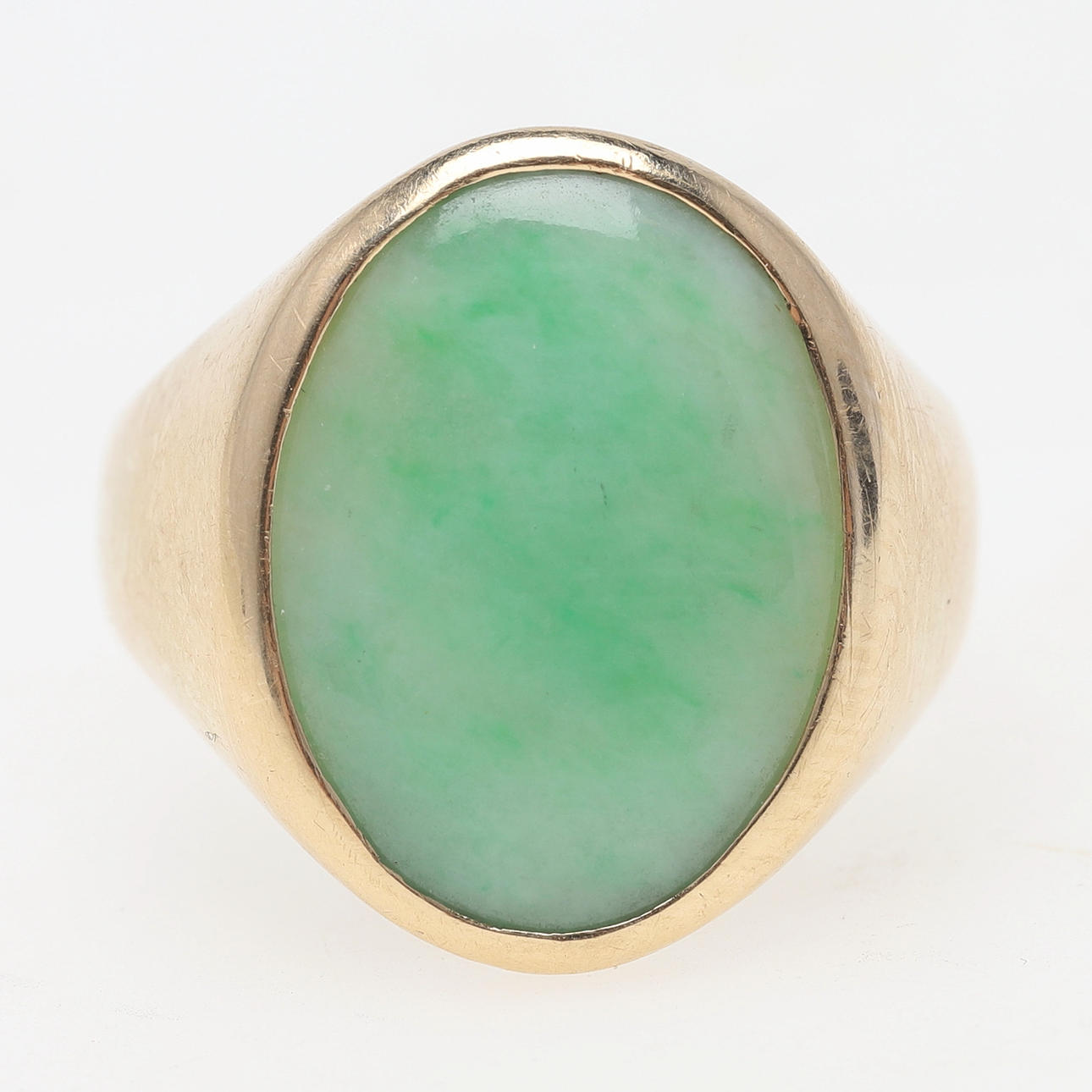 RING, 14k gold & jade.