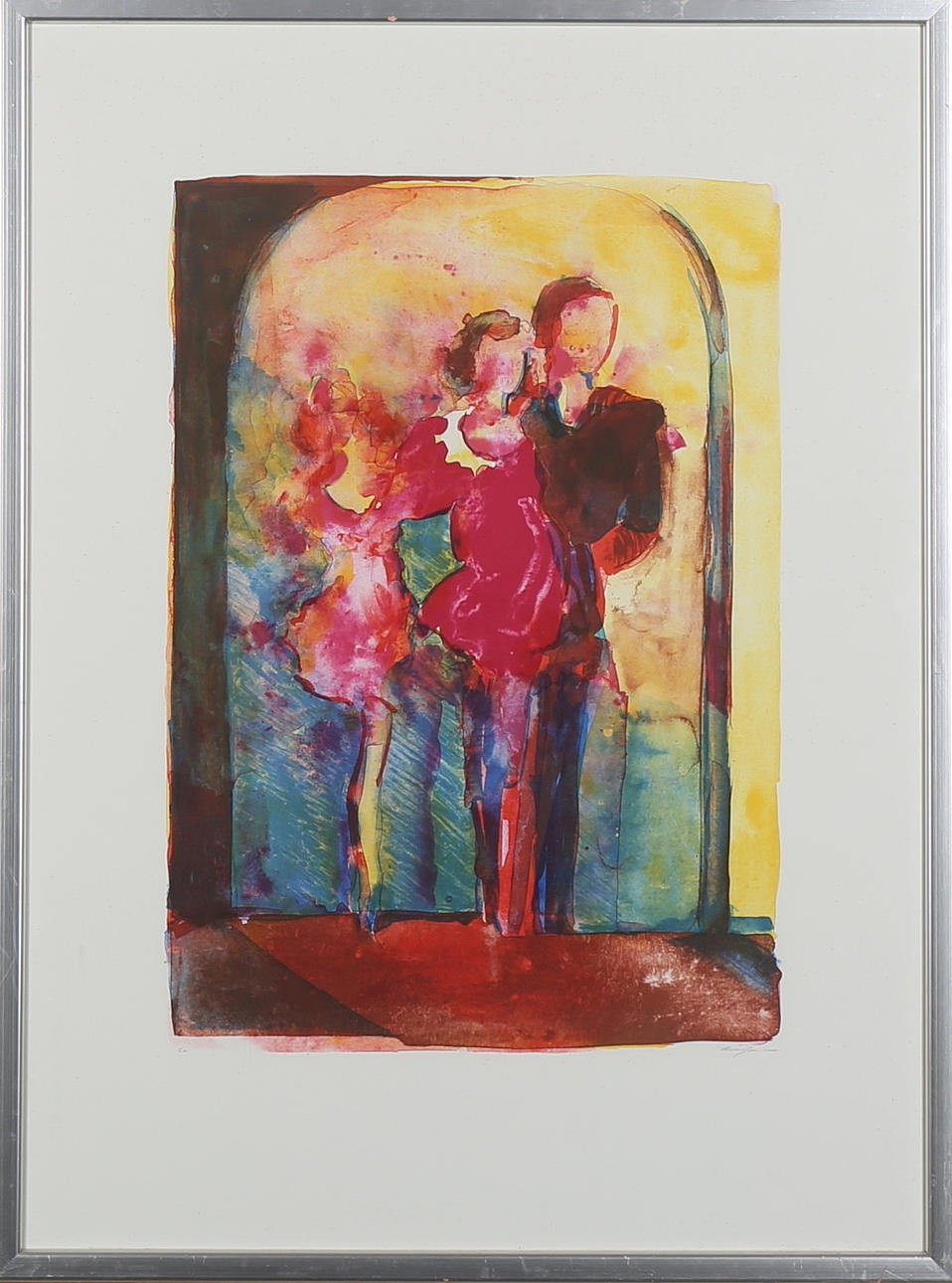 ELISABETH JANSSON. Människor, färglitografi, signerad och numrerad EA.