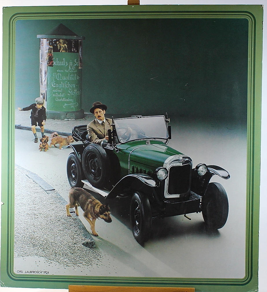 REKLAMSKYLT, papp, Opel Laubtrosch 1924.