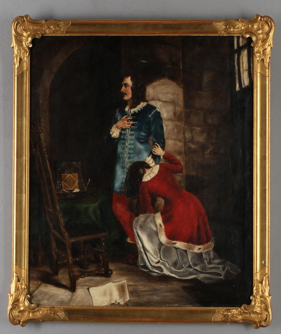 OKÄND KONSTNÄR. Klädassistans, troligen kopia efter äldre förlaga, olja på duk.