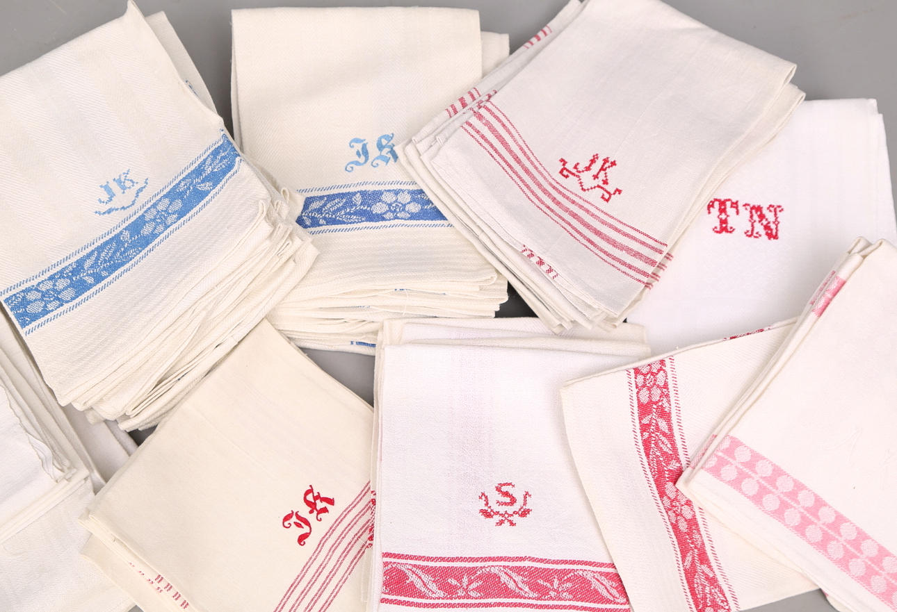 KÖKSHANDDUKAR 58 st, linne/bomull, monogram.
