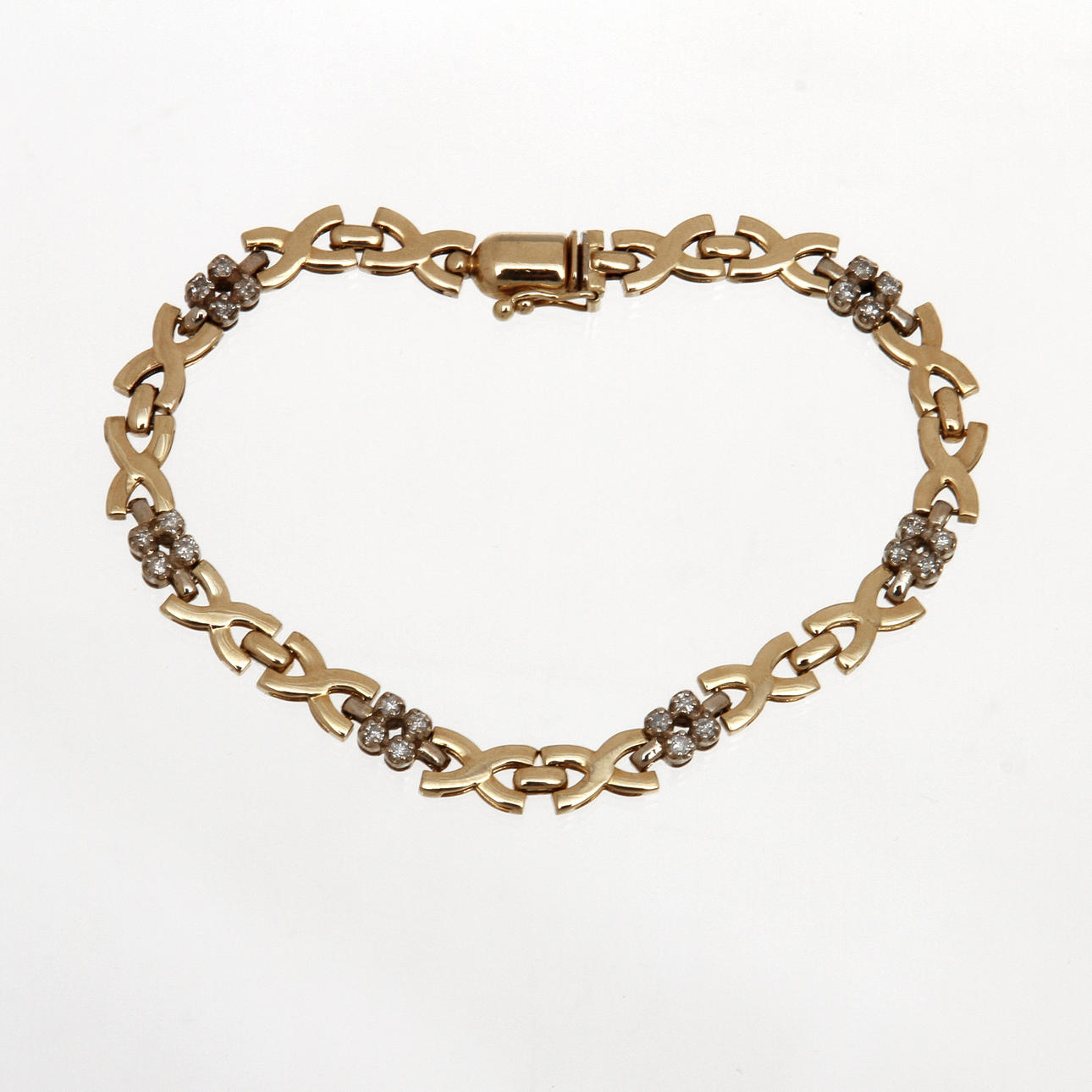 ARMLÄNK, 14K rödguld med diamanter, totalt ca 0,24 ct, Italien. Vikt 10,1 g.