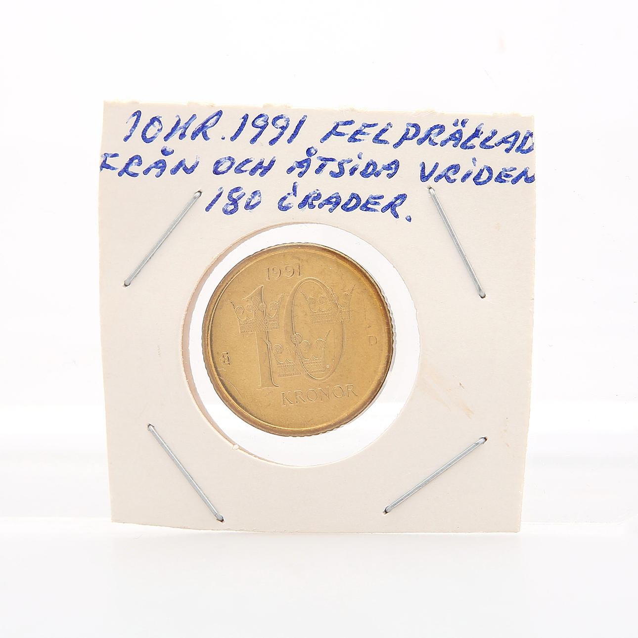 MØNT, 10-kroner, vrangsiden, Sverige, 1991.