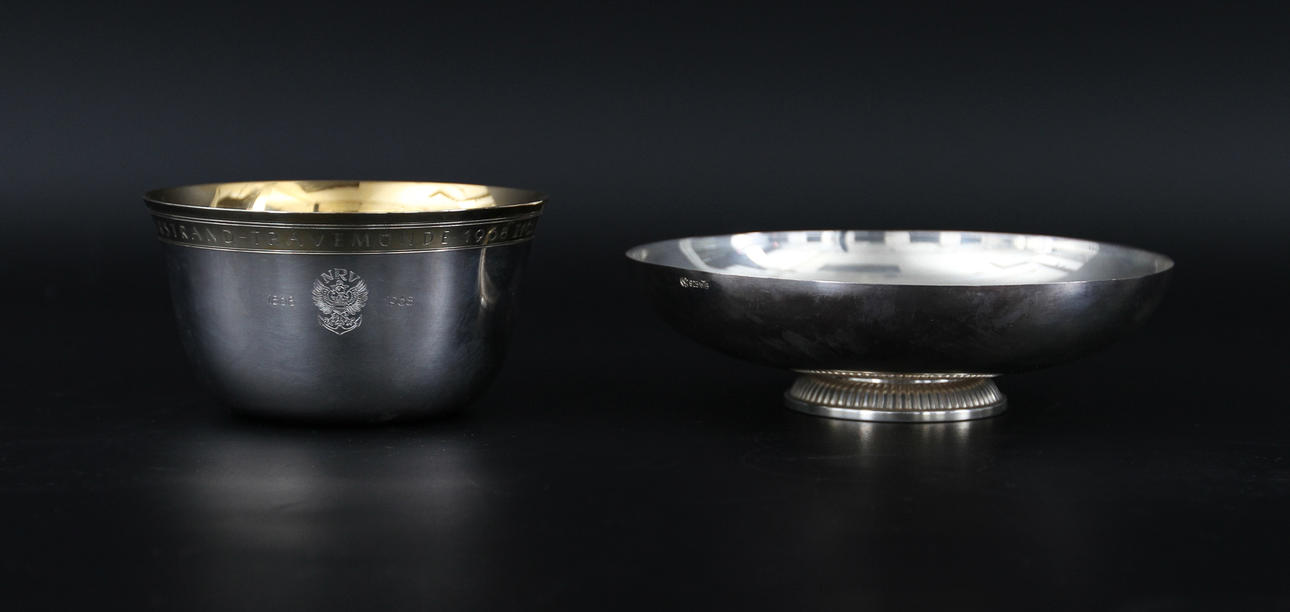 SKÅLAR, 2 st, silver delvis förgyllda. Tyskland 1900-tal.