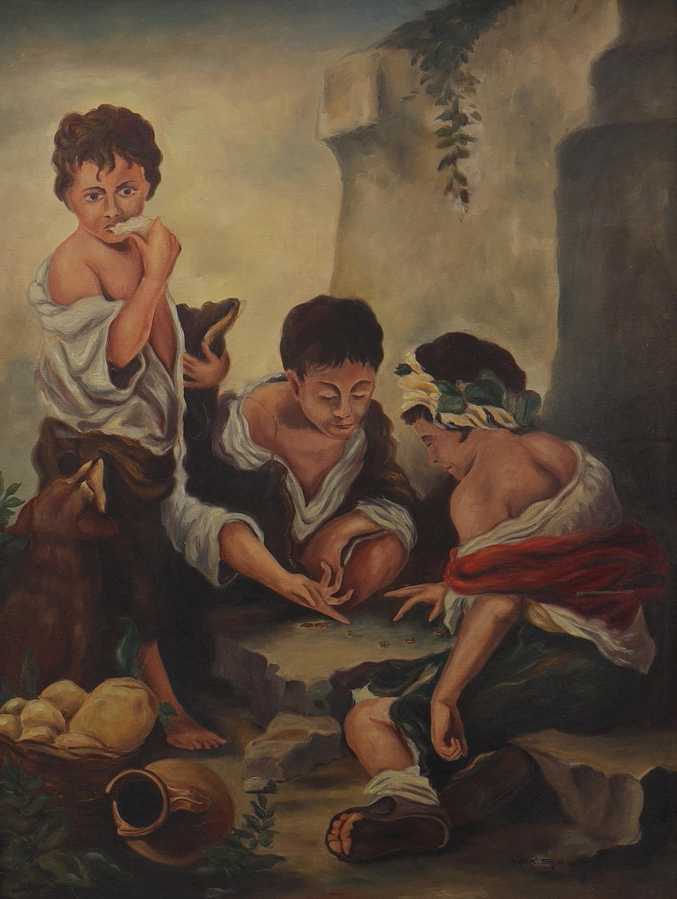 OIDENTIFIERAD KONSTNÄR. kopia efter Bartolomé Esteban Murillo, olja på duk.