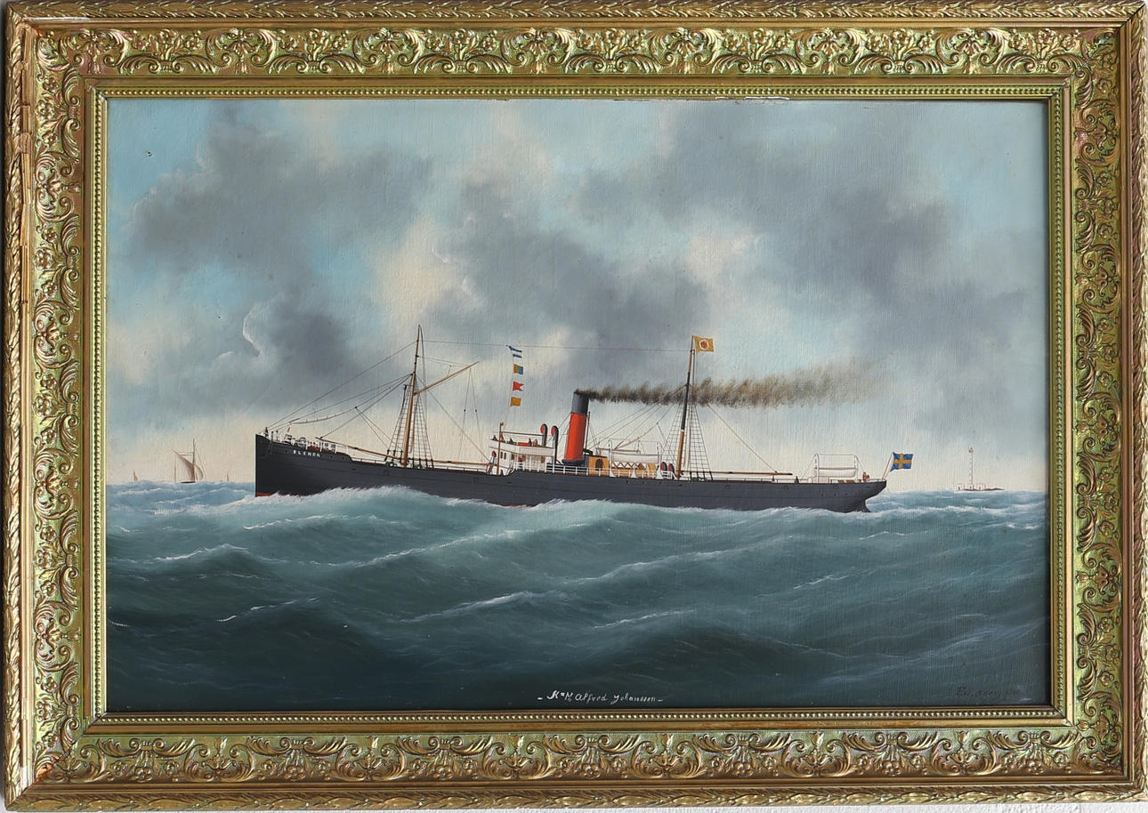 OIDENTIFIERAD KONSTNÄR. Fartyget Blenda. Olja på duk, signerad och daterad 1910.