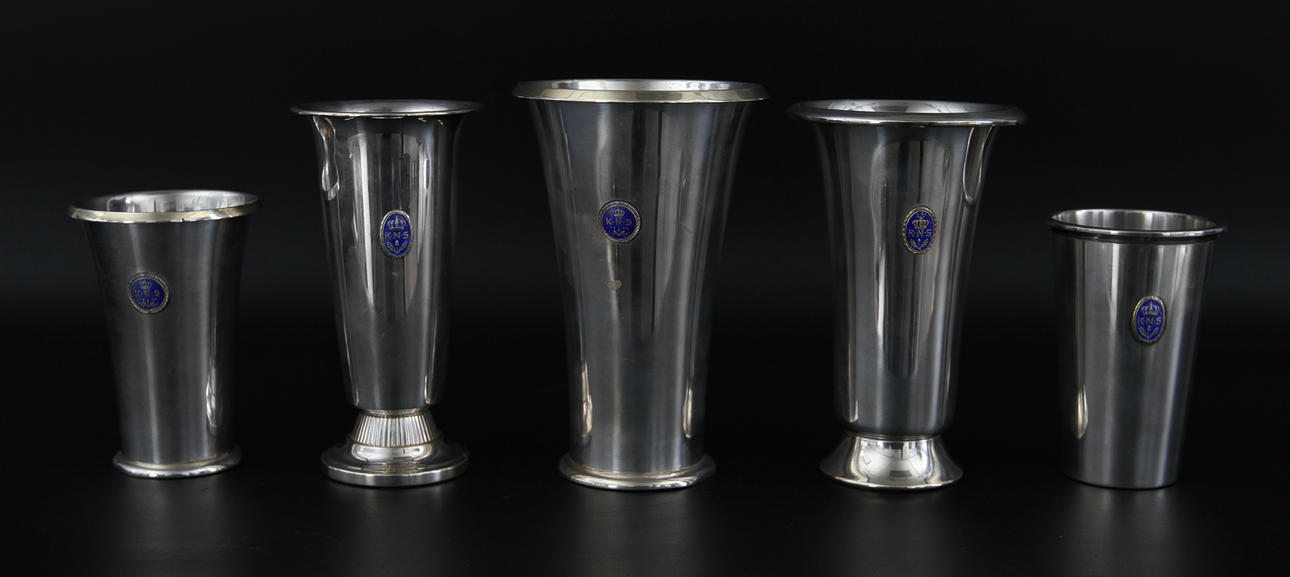 POKALER, 5 st, silver. Norge 1900-tal.