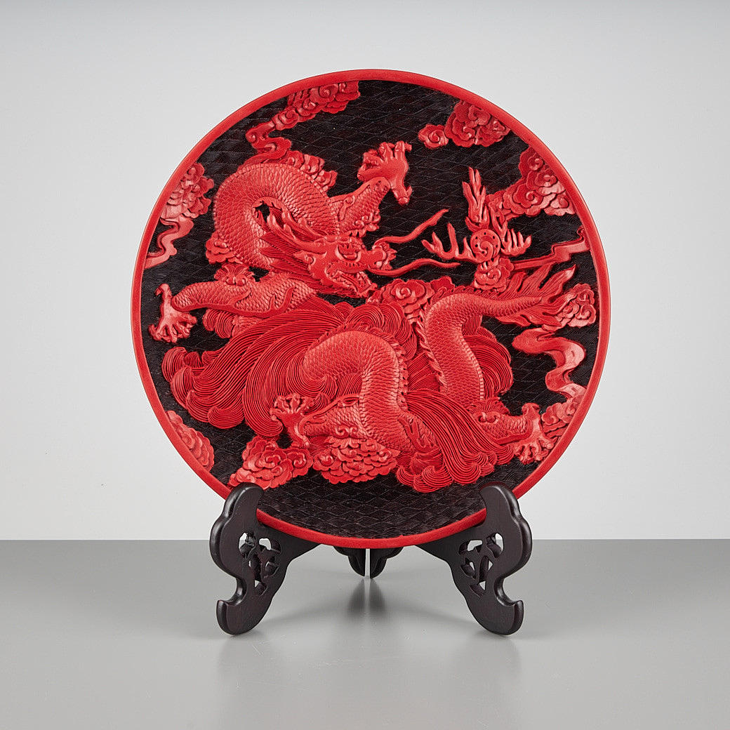 DISH, red lacquer, China 1900s.