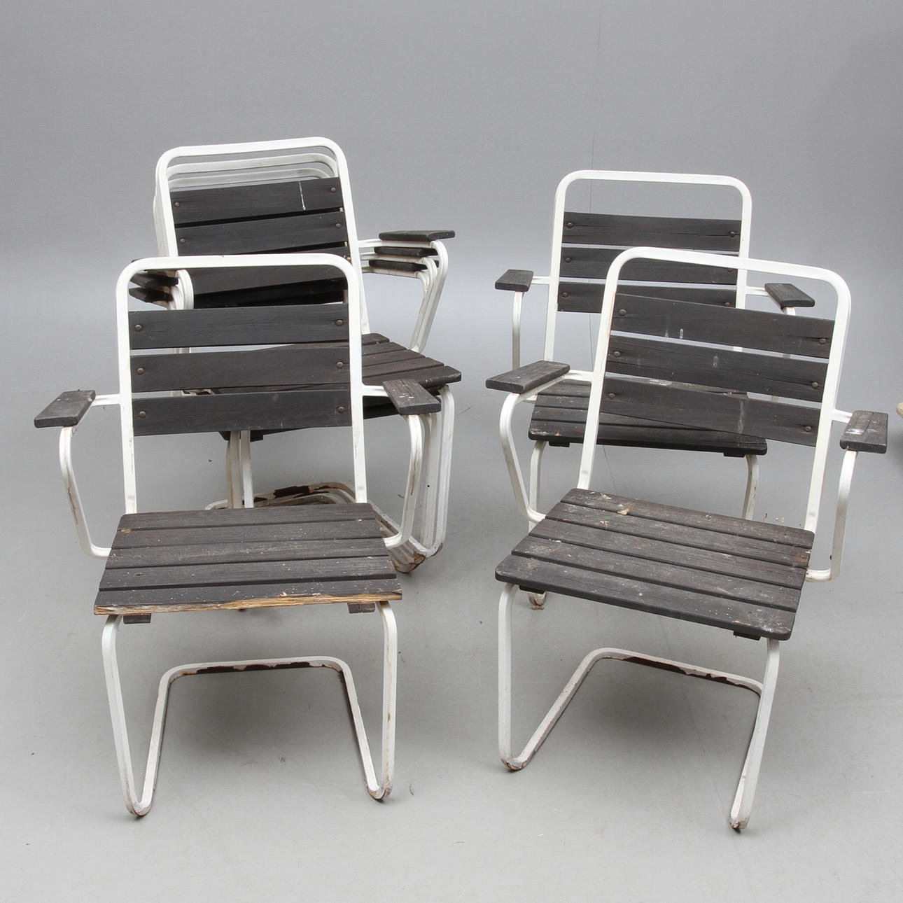 TRÄDGÅRDSSTOLAR, 6 st, omkring 1900-talet mitt.