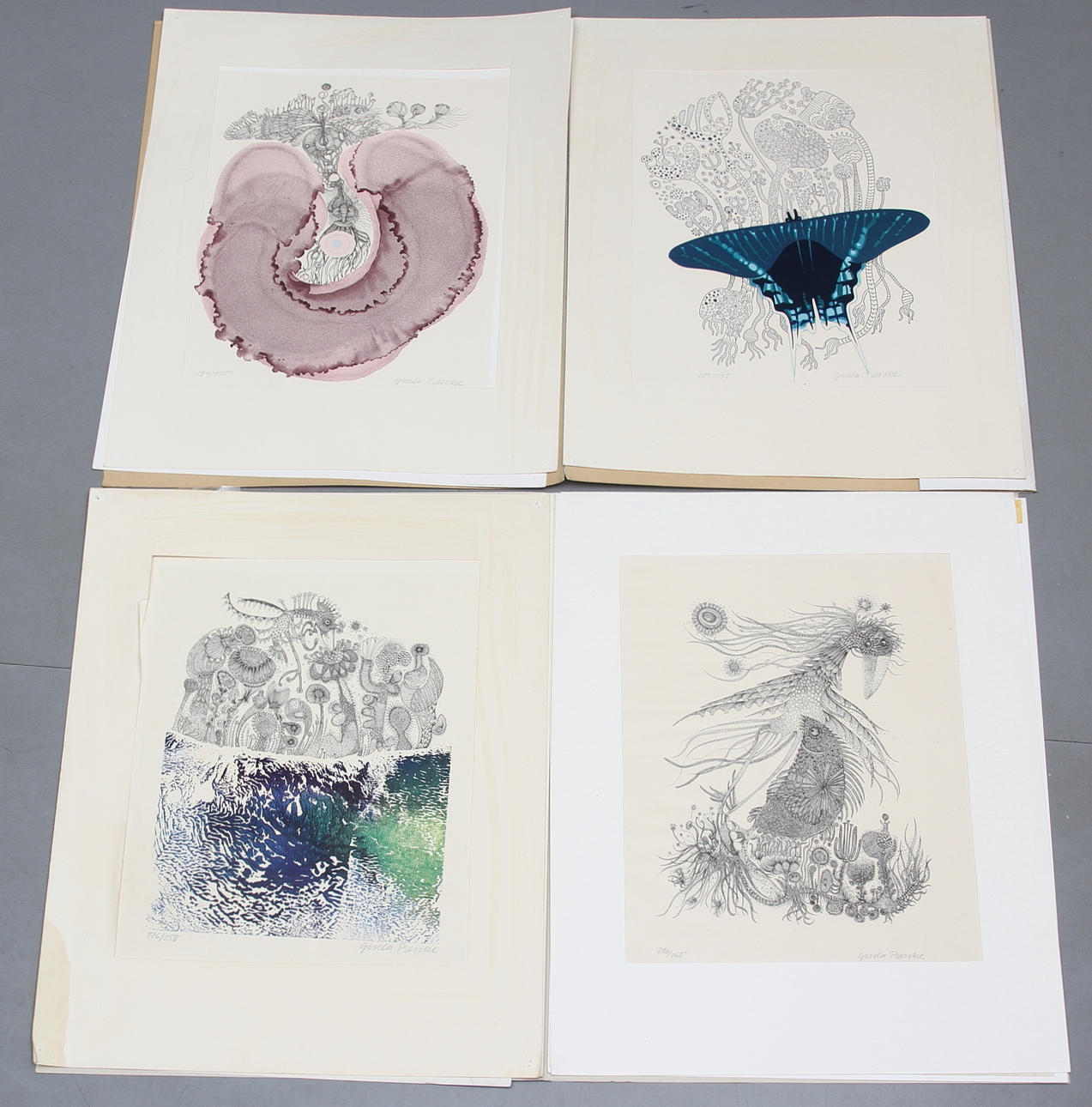 GISELA PIESCHE. Litografier, 4 st, signerade och numrerade.