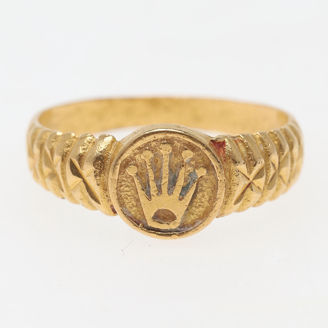 RING, 22K guld, märkt med Rolex symbol.