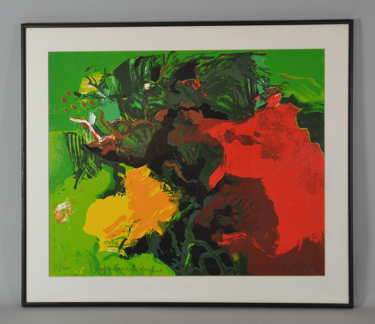 UNBEKANNTER KÜNSTLER. litografi, signerad.