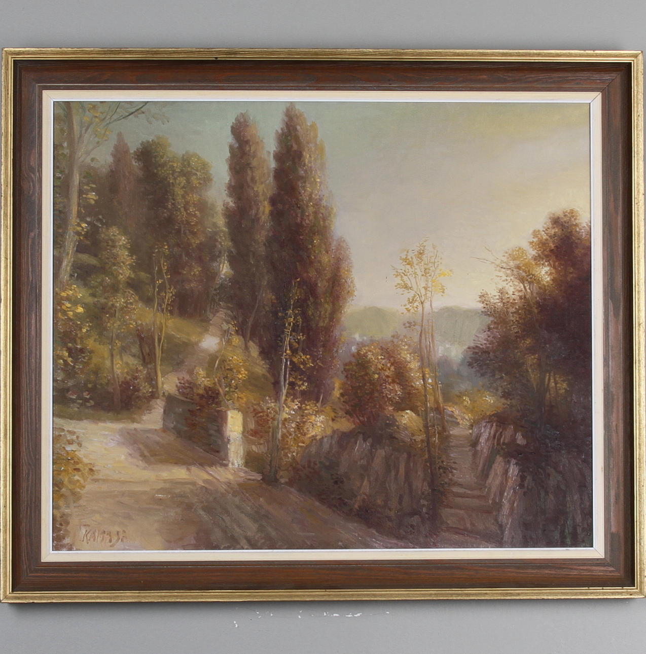 TADEUSZ KAMASA. Sydländskt landskap. Olja på duk, signerad.