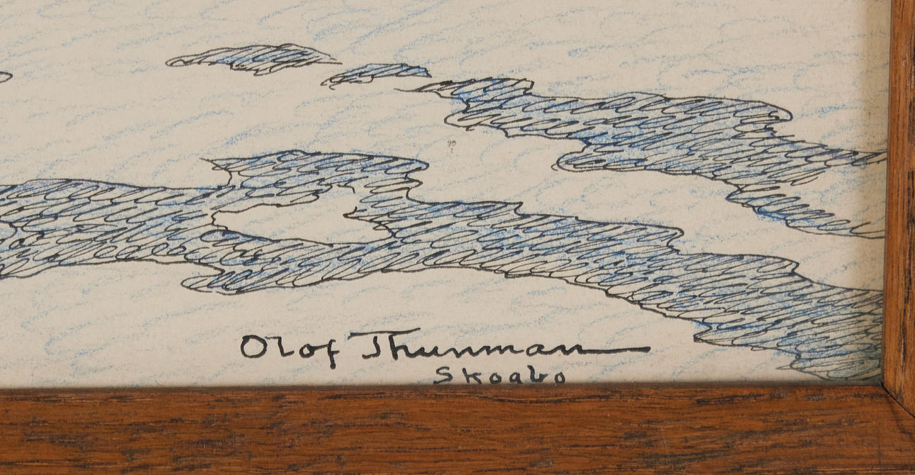 OLOF THUNMAN (1879-1944) Skogbo - Östervåla, blandteknik tusch och ...