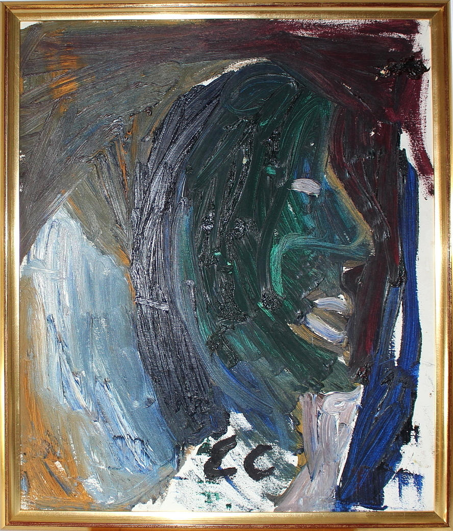 ERLAND CULLBERG. olja på pannå, ansiktet, monogramsignerad EC.