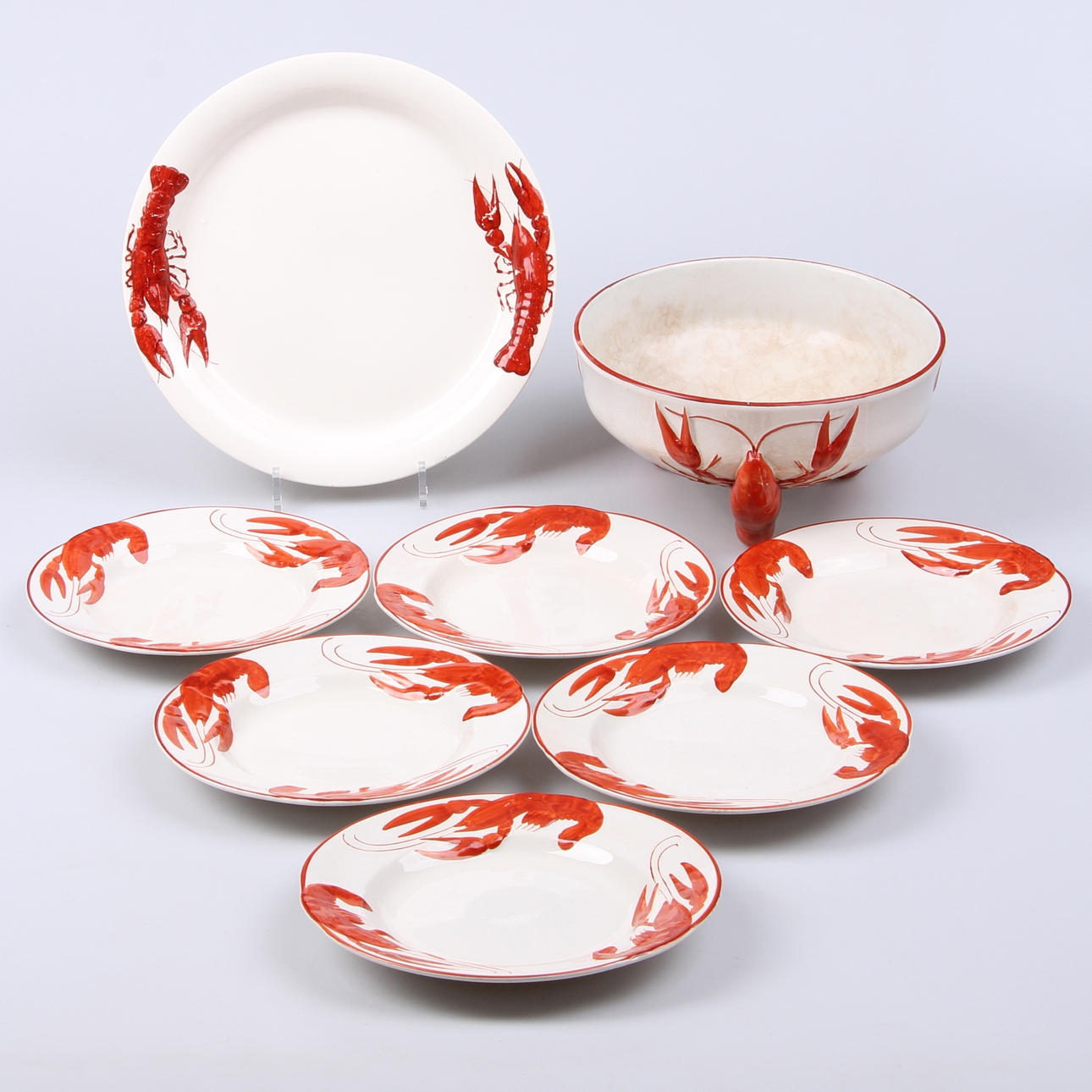 KRÄFTSERVIS, 7 delar, flintgods, Rörstrand, 1900-talets början.