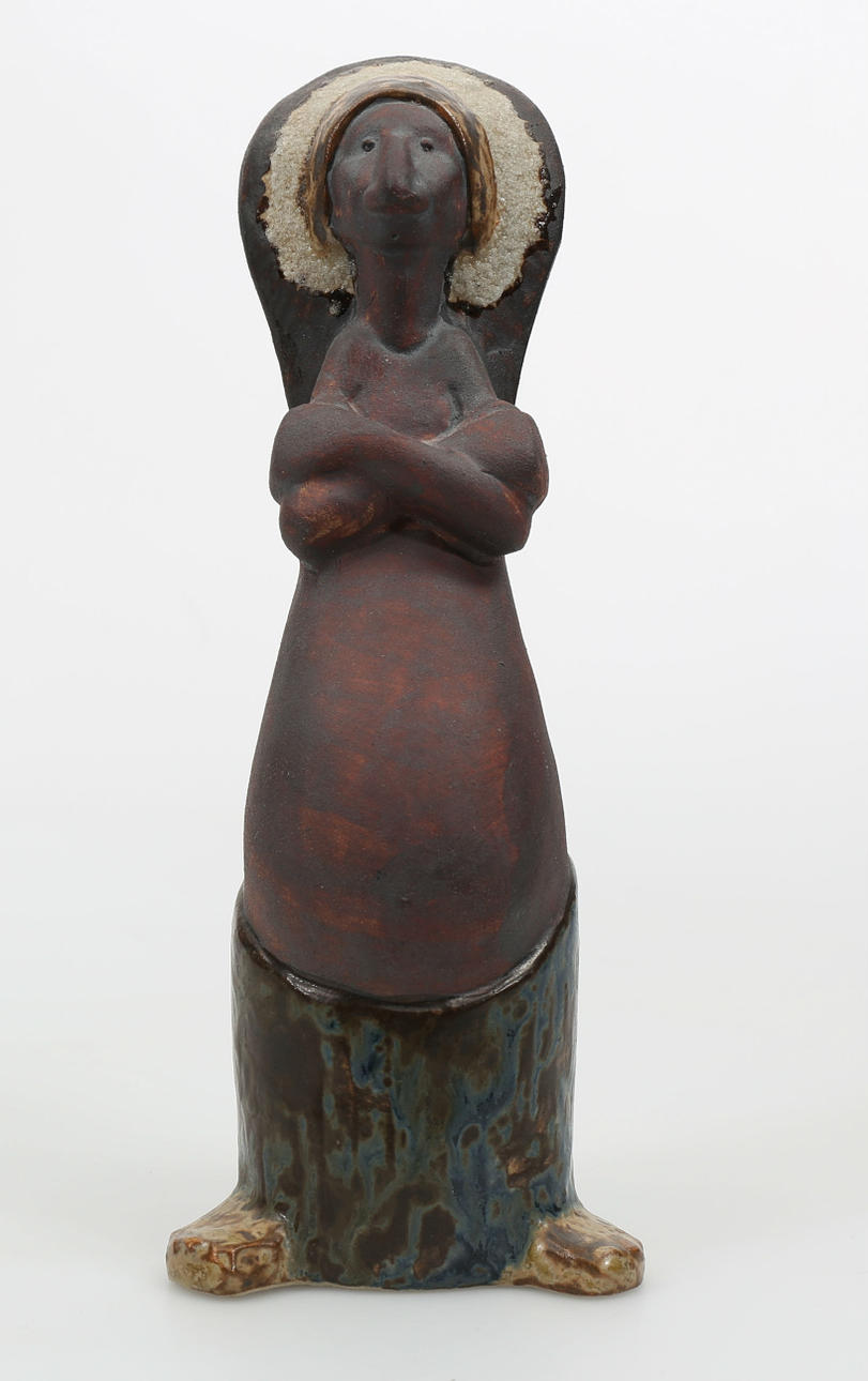 ROLF PALM. Figurin, stengods, Indian, signerad Palm 1956.