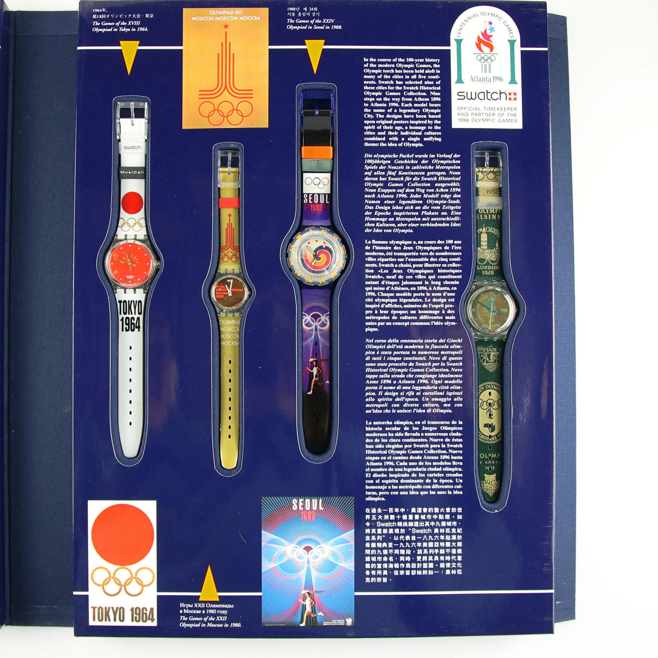 SWATCH, 9 Uhren, im Originaletui, „Swatch Historical Olympic Games 