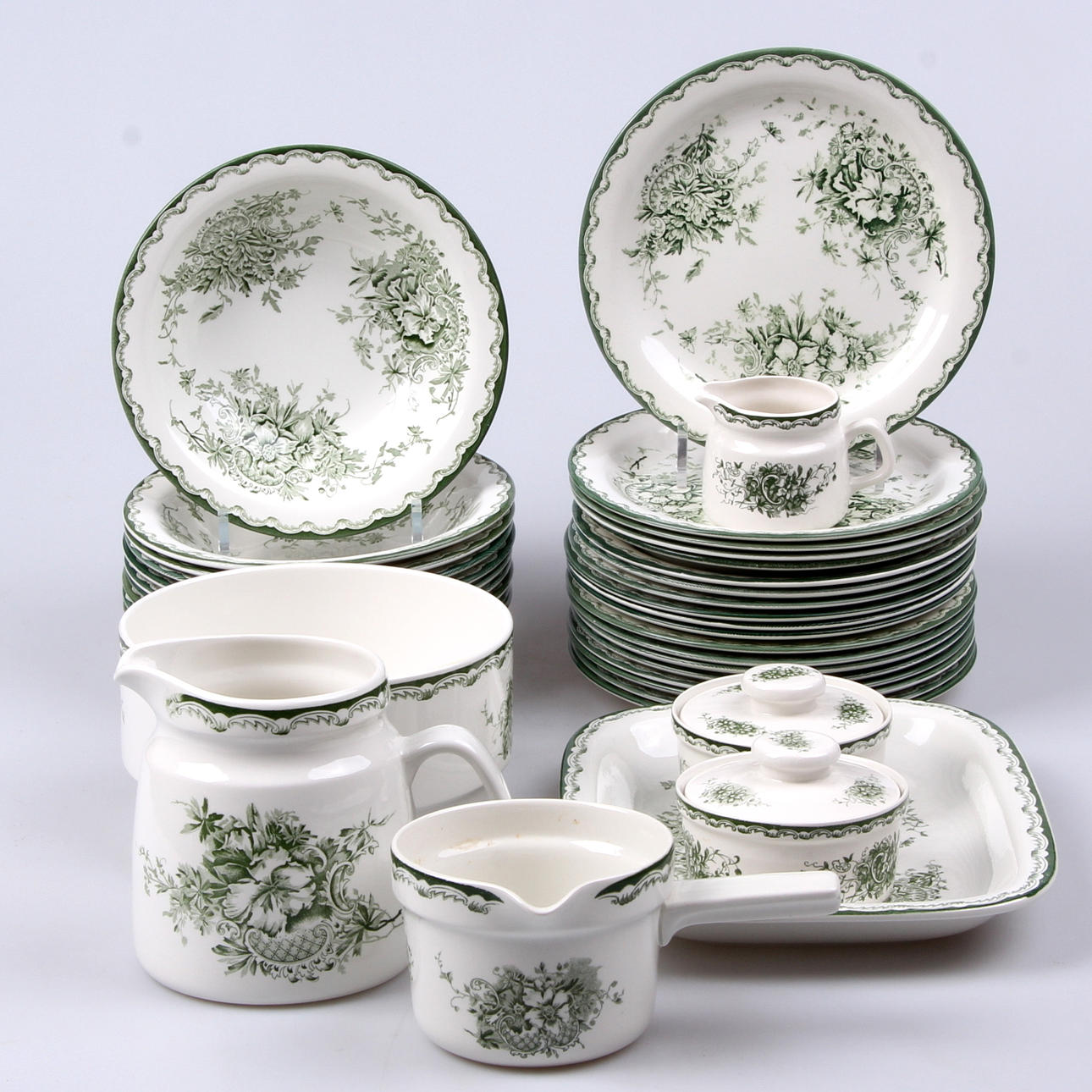 SERVISDELAR, 36 delar, "Gröna Anna, Rörstrand.