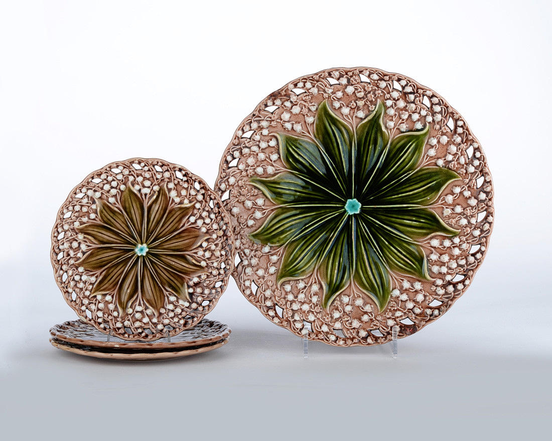Villeroy & Boch Maria Morevna 飾り皿 VILLEROY & BOCH SCHRAMBERG. Set of 4 Art Nouveau majolica plates