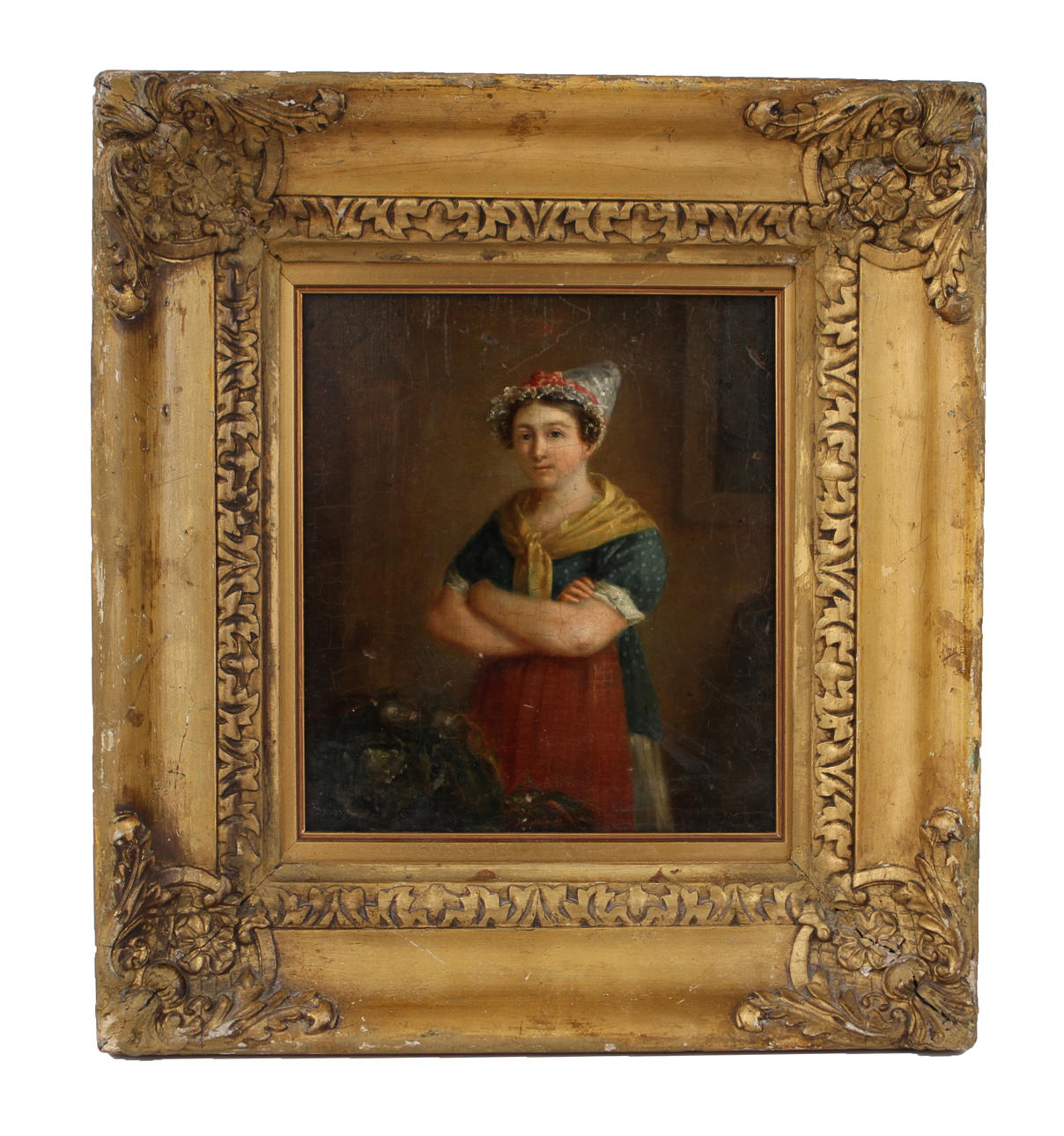 OKÄND KONSTNÄR. Olja på pannå. 17/1800-tal. Bär monogramsignatur WDV.