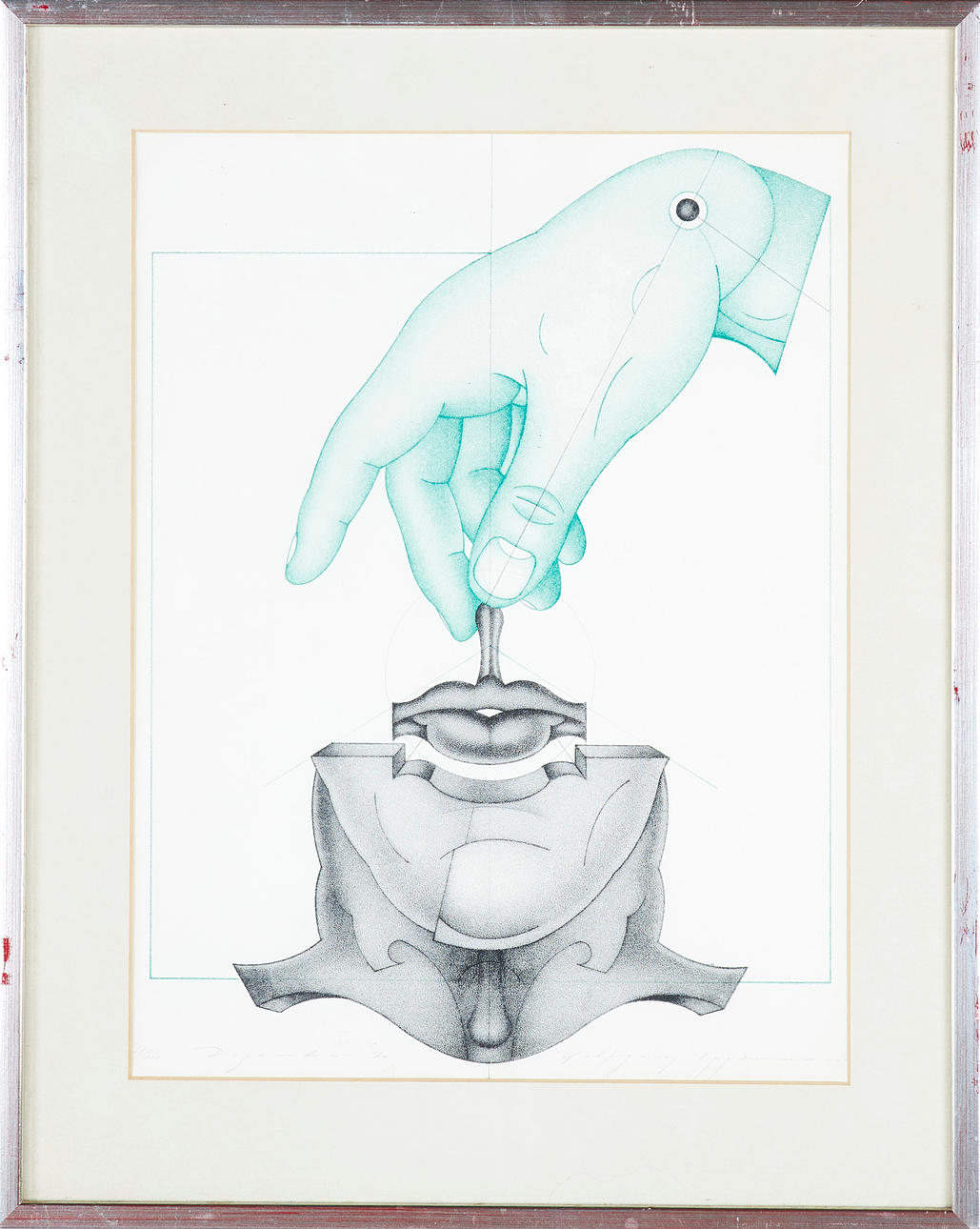 WOLFGANG OPPERMANN. Abstract composition with face and hand, lithograph, signed and numbered 68/100.