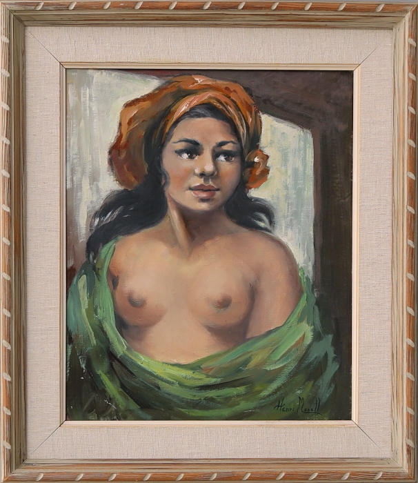 HENRI MORELL. olja på duk, kvinnostudie, signerad.