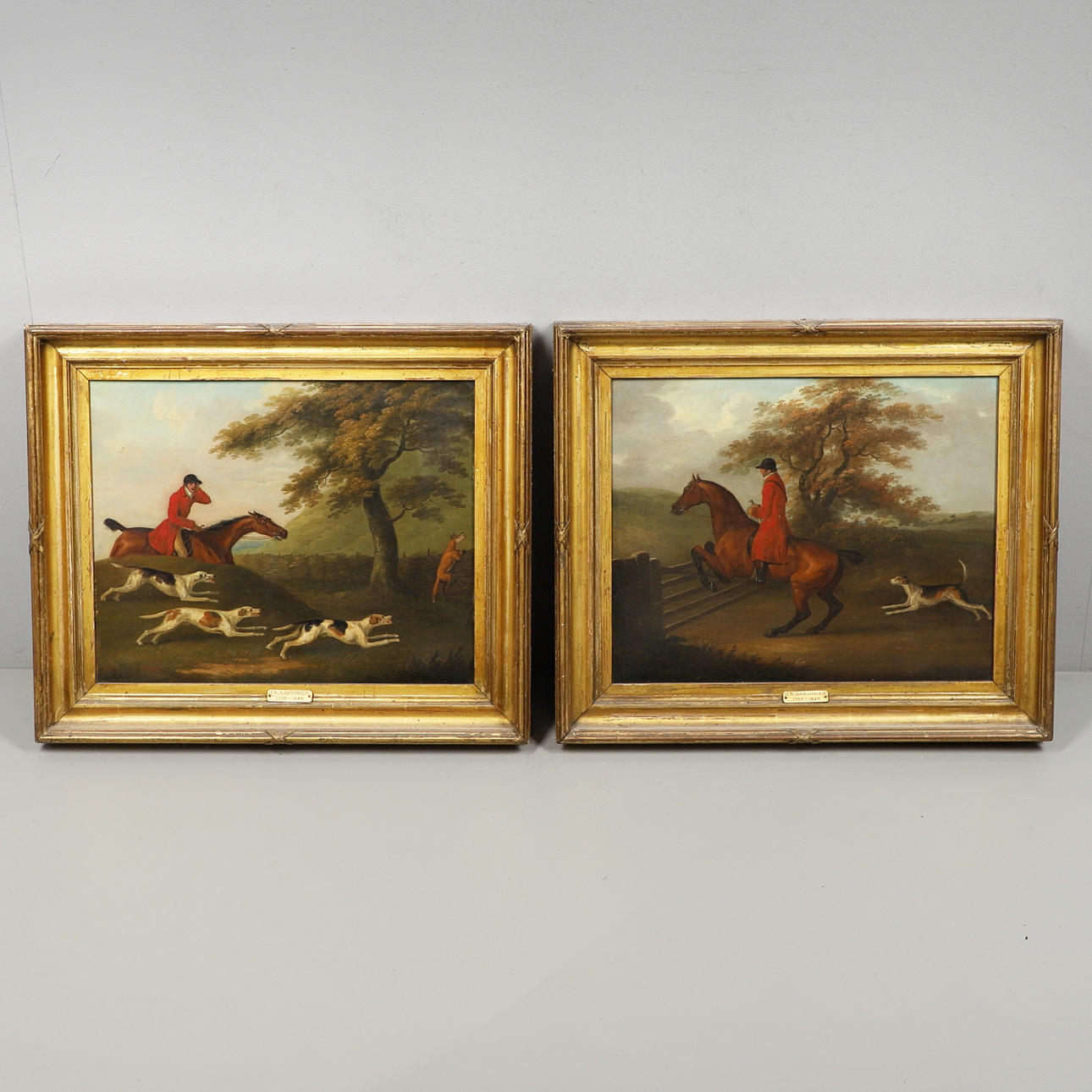 JOHN NOST SARTORIUS (1759-1828). HUNTSMAN AND HOUND AT A GATE; HUNTSMAN AND HOUNDS PURSUING A FOX.