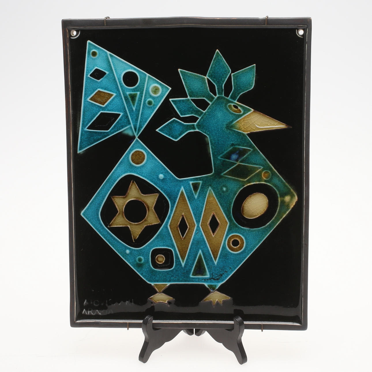 VÄGGPLAKETT, keramik, Annikki Hovisaari, Arabia, 1960-tal.