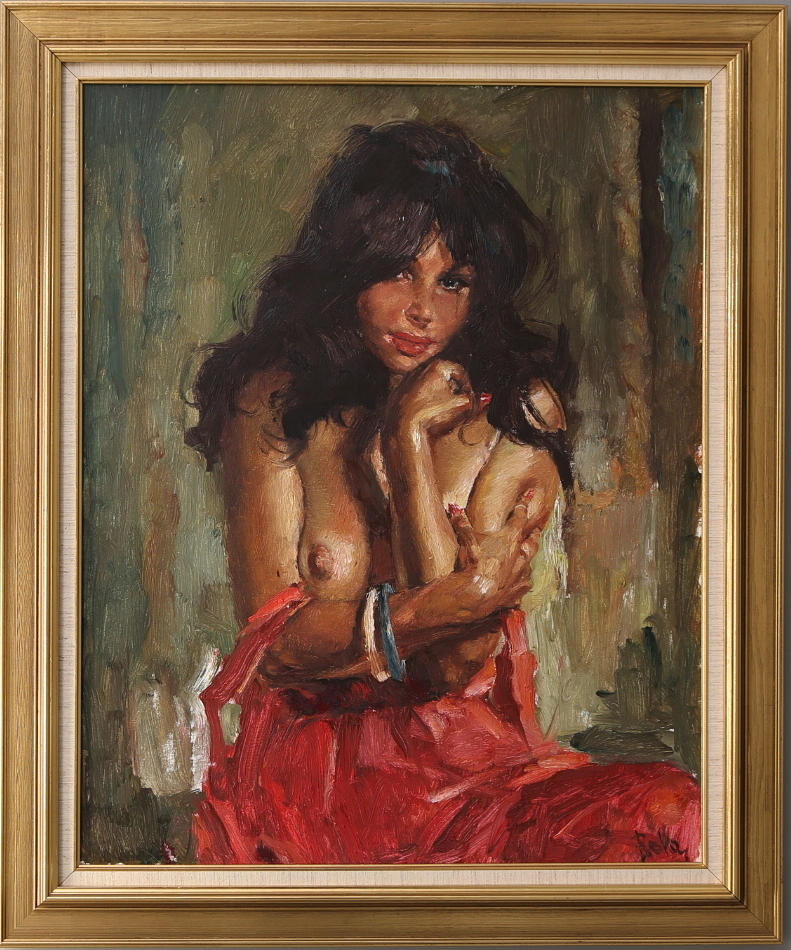 CHARLES ROKA. Olja på duk, kvinnostudie, signerad Roka.