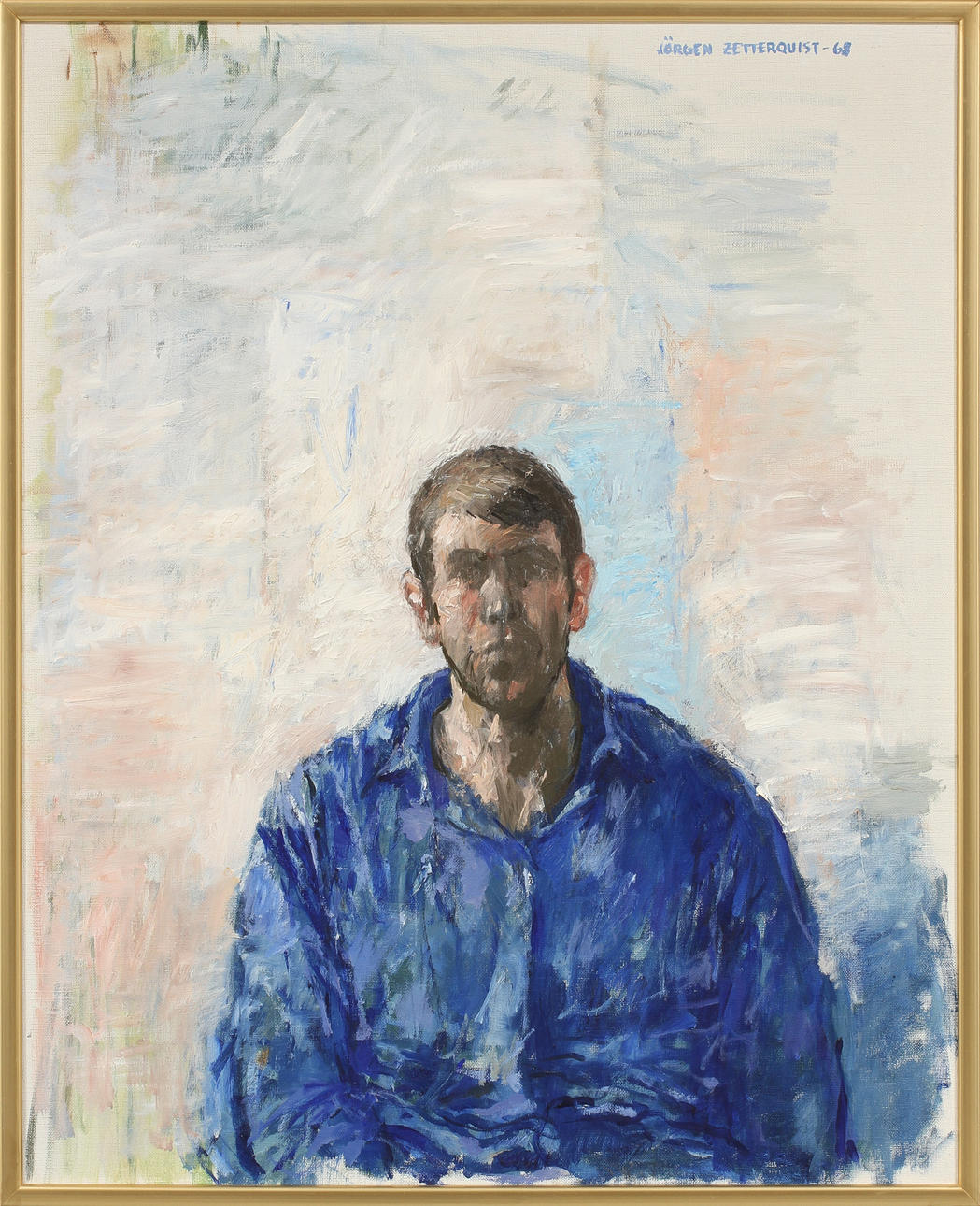 JÖRGEN ZETTERQUIST. "Självporträtt", olja på duk, signerad-68.