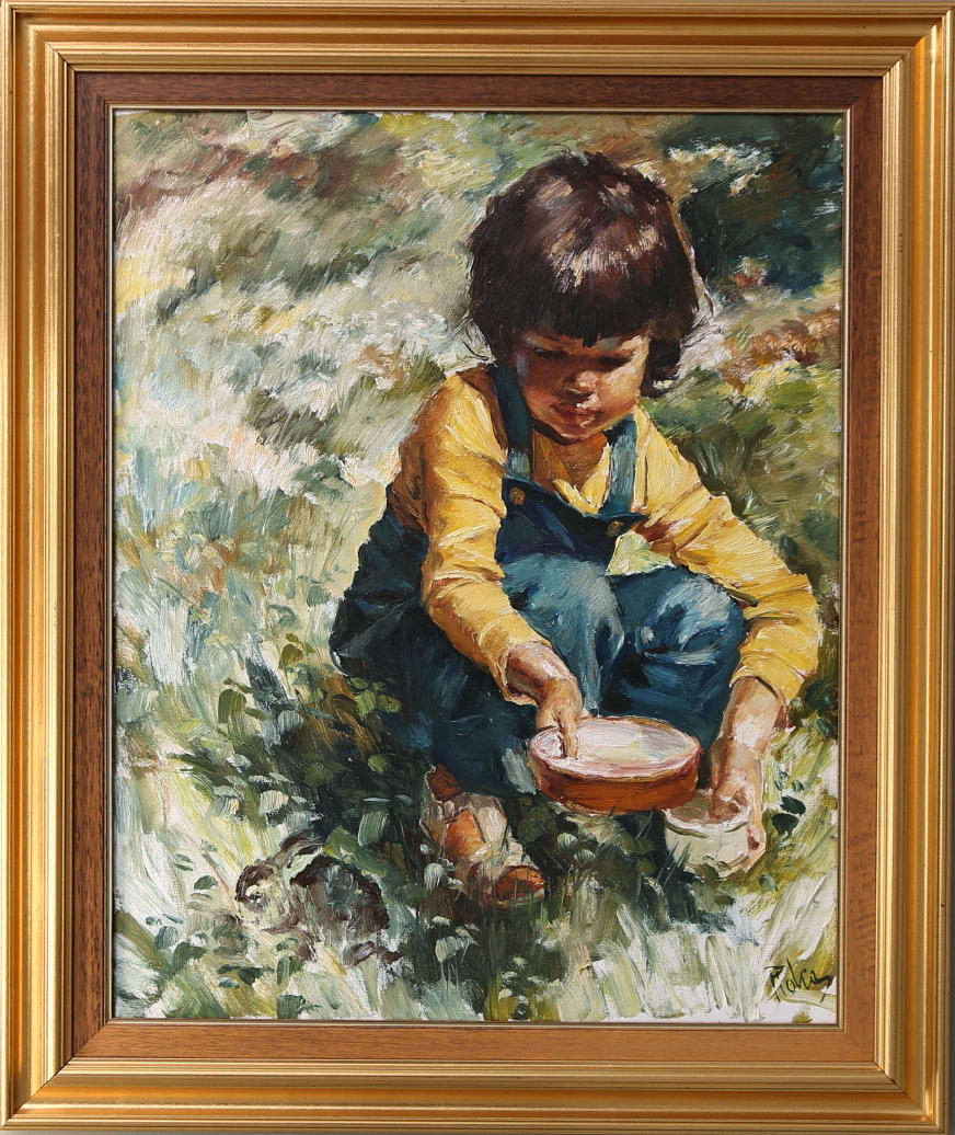 CHARLES ROKA. Olja på duk, lekande barn, signerad Roka.