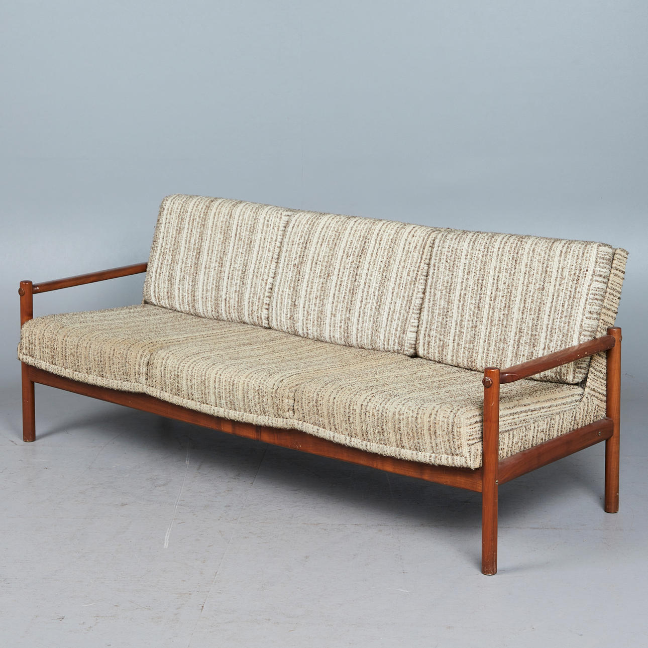 3-sits soffa, valnöt, ull, 1960-tal.