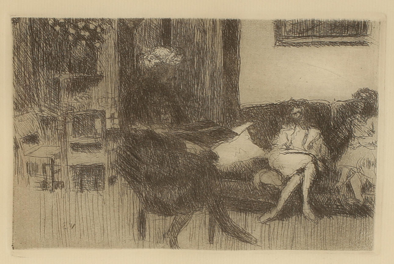 EDOUARD VUILLARD. ''Interior with sofa'', etching, signed in the plate.