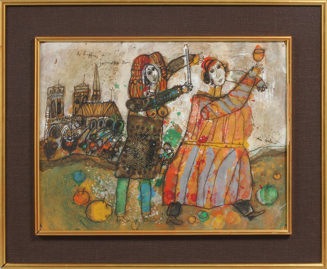 THEO TOBIASSE (1927-2012). "Les bouffons du jardin Notre-Dame". Blandteknik på papper.