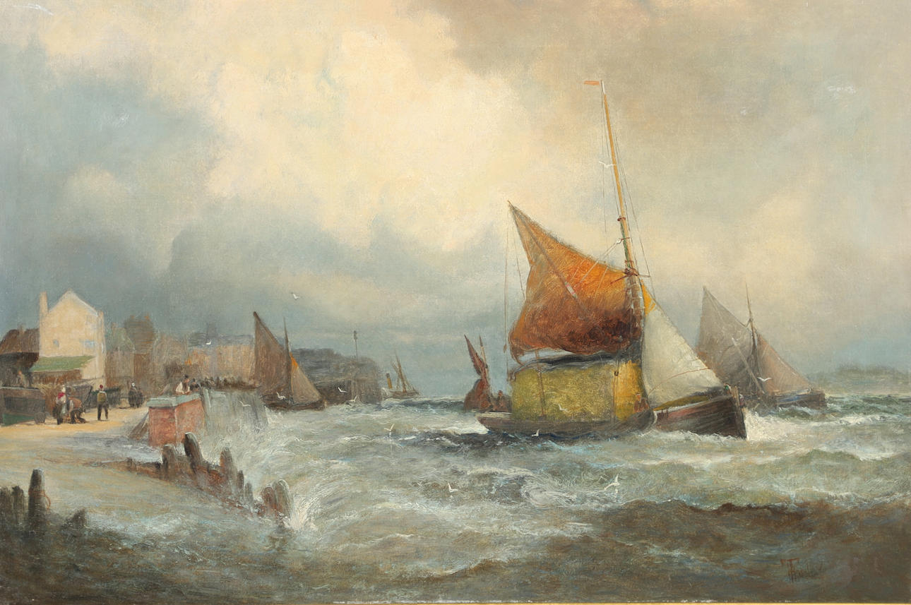 WILLIAM ANSLOW THORNBERY (FL.1858-1898). A HAYBARGE AND OTHER VESSELS IN COASTAL WATERS.