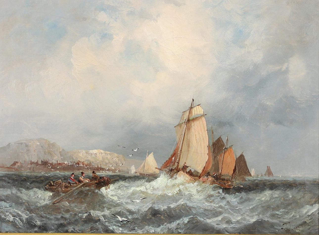 WILLIAM ANSLOW THORNLEY (FL.1858-1898). FISHING BOATS OFFSHORE.