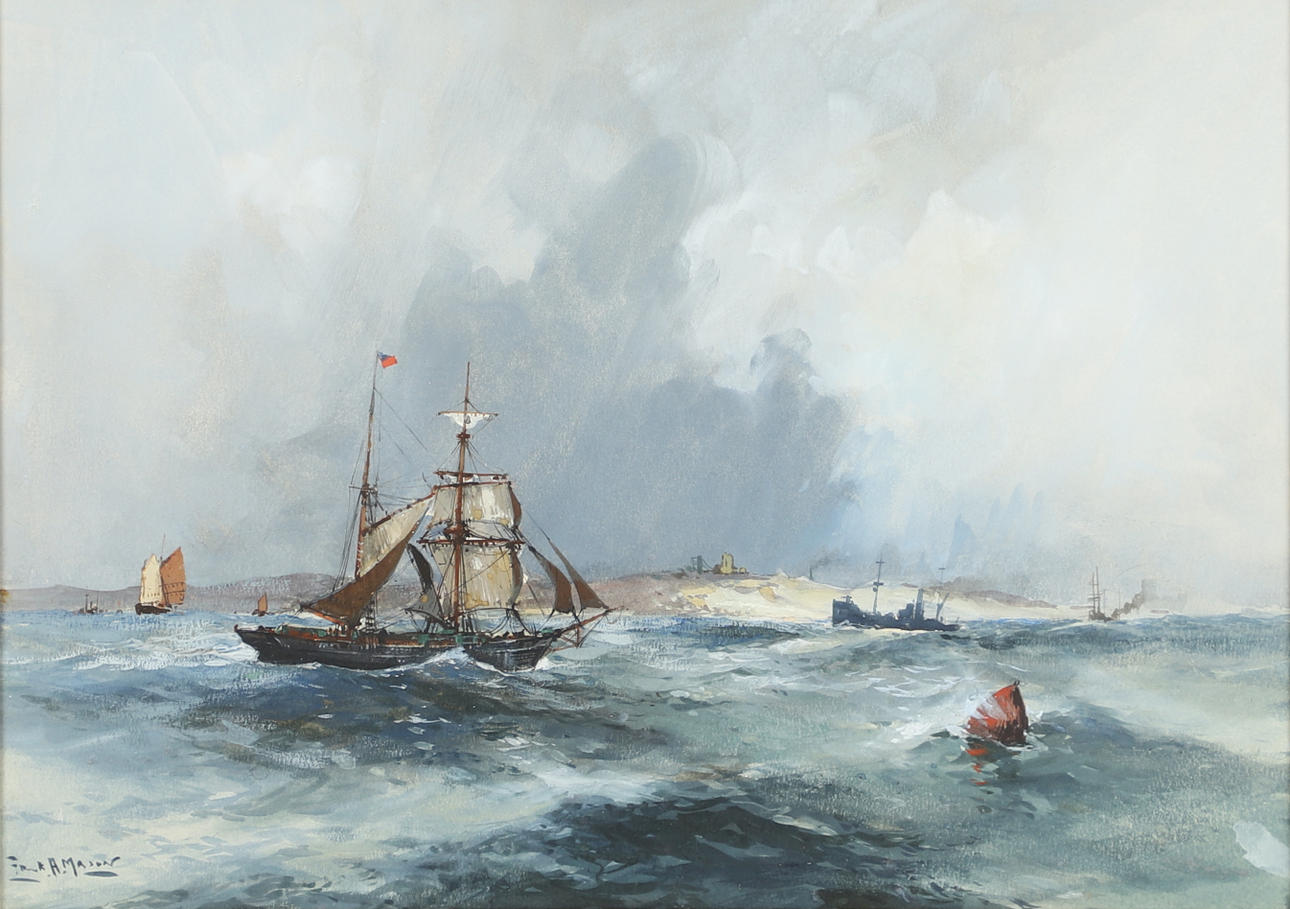 FRANK HENRY MASON (1875-1965). VESSELS IN COASTAL WATERS.