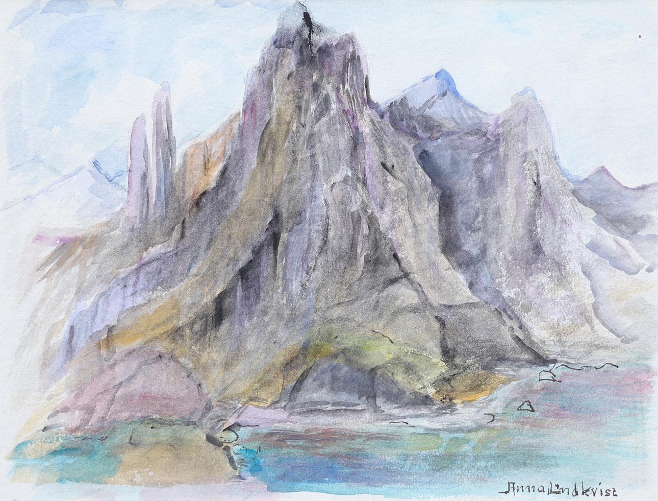 ANNA LINDKVIST. watercolor, signed.