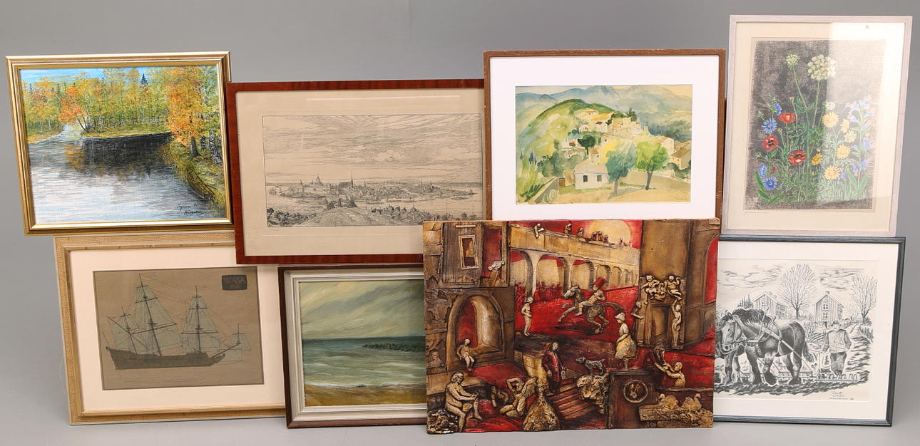 TAVLOR, 11 st, olika teknik, "BARNCANCERFONDEN".