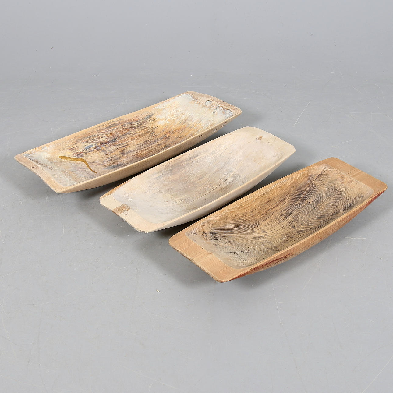 TRÅG, 3 st, allmoge. 1800-tal.