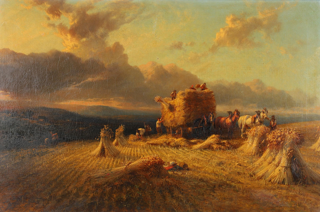 GEORGE COLE (1810-1883). HARVEST TIME, DEVIZES, WILTSHIRE.