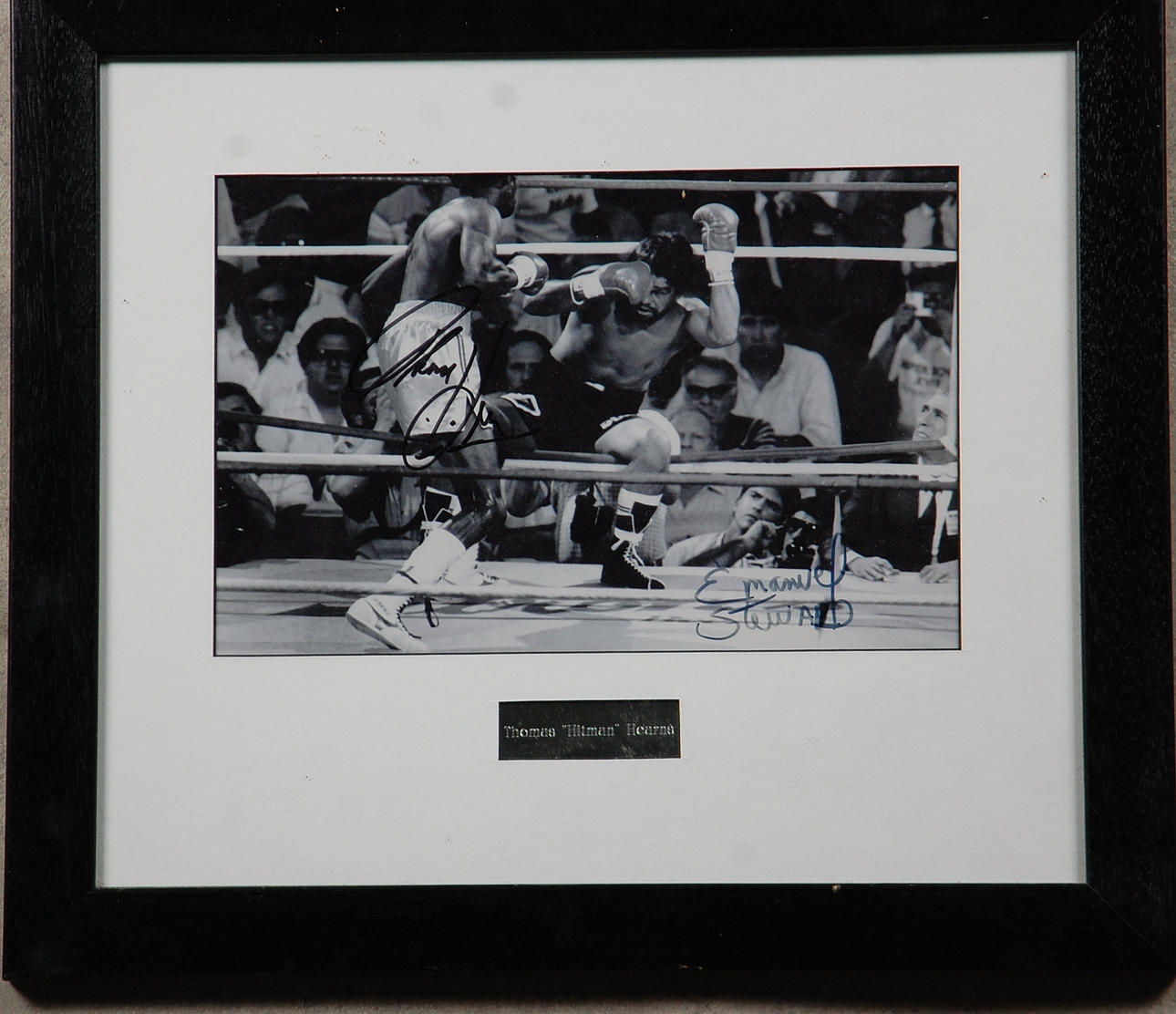 FOTOGRAFI, handsignerat ,Thomas " Hitman " Hearns, Emanuel Steward.