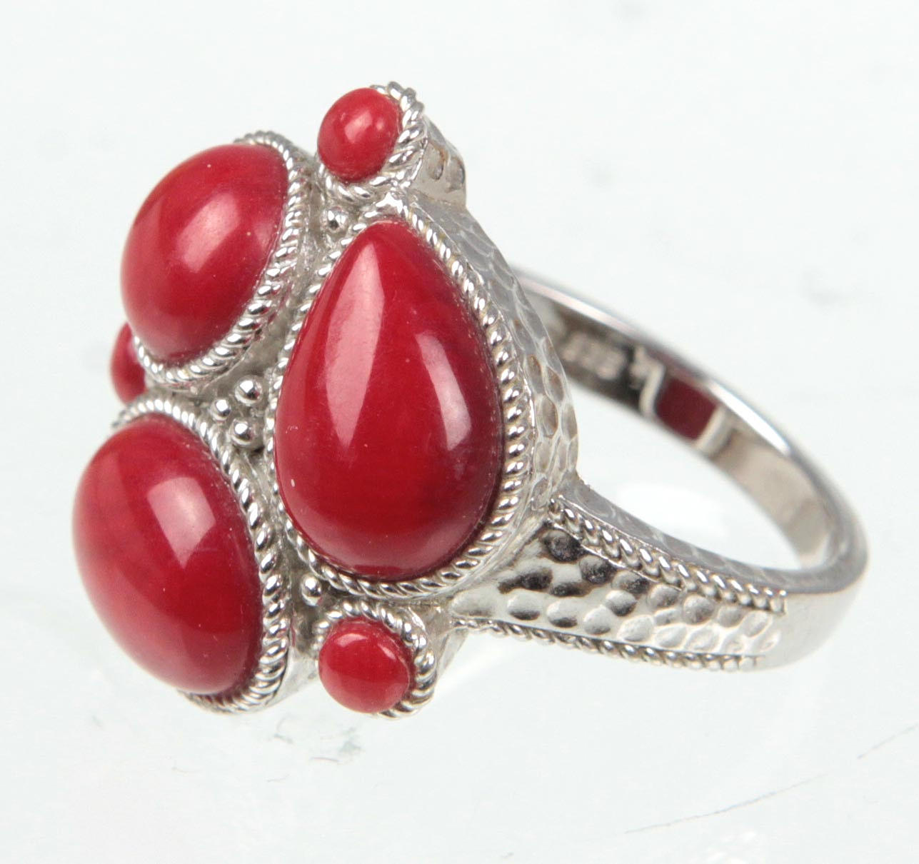 KORALLE RING, 925 SILBER.