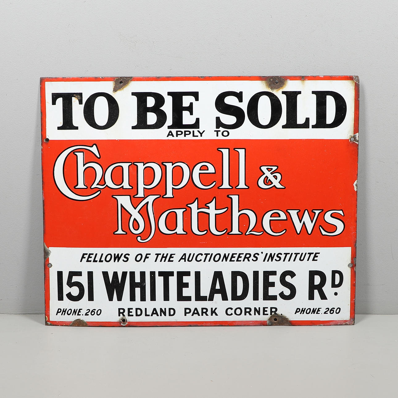 A CHAPPELL AND MATHEWS AUCTIONEERS SIGN.